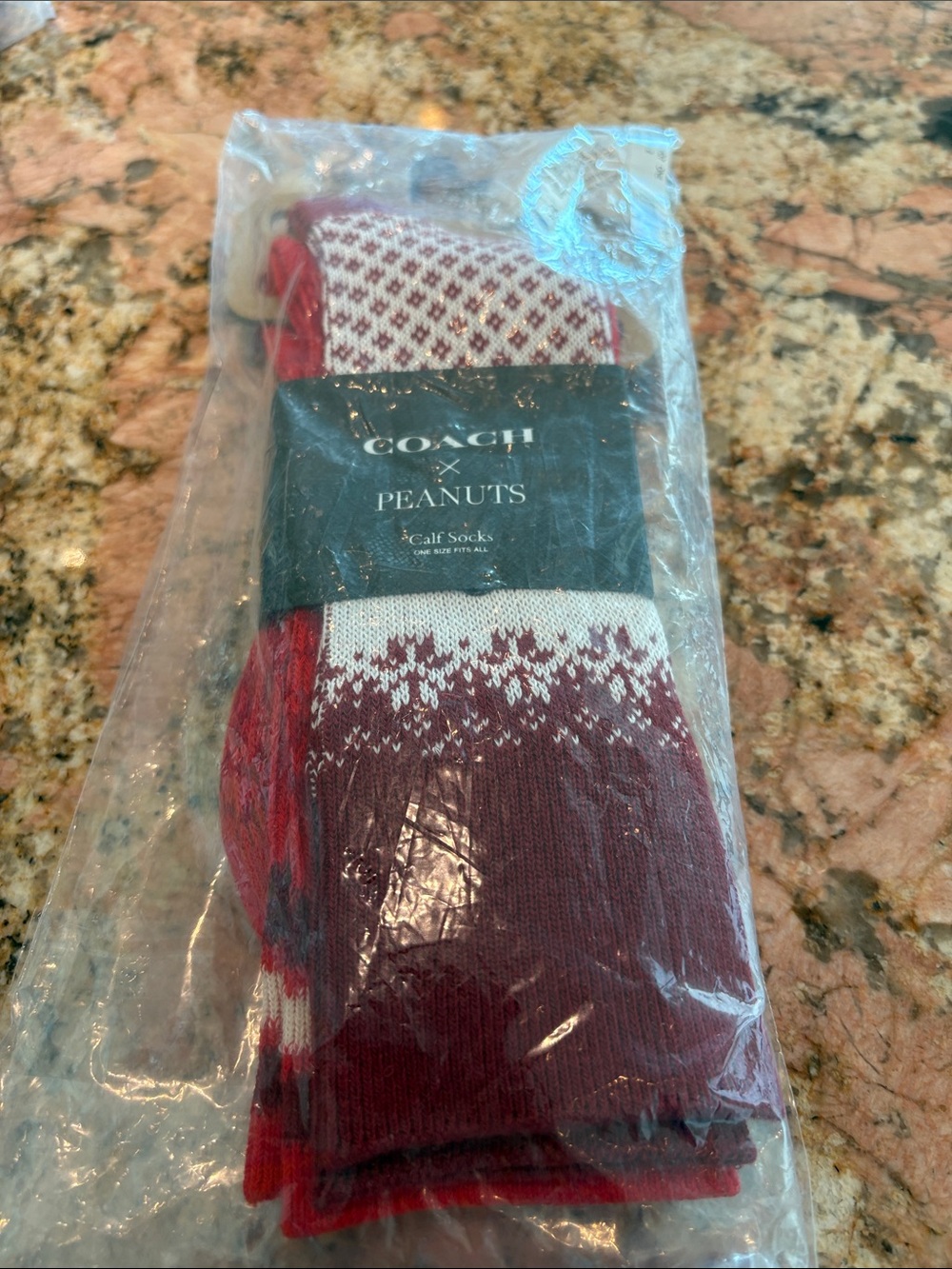 Coach Maroon and White Fair Isle Calf Socks